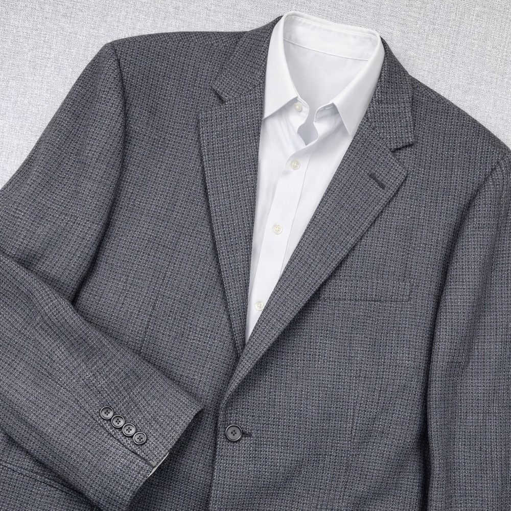 Joseph & Feiss Gold Wool Sport Coat Blazer Men 46 Short Gray Navy Academia *READ